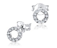 Rough Circle Rhinestone Silver Stud Earring STS-3161